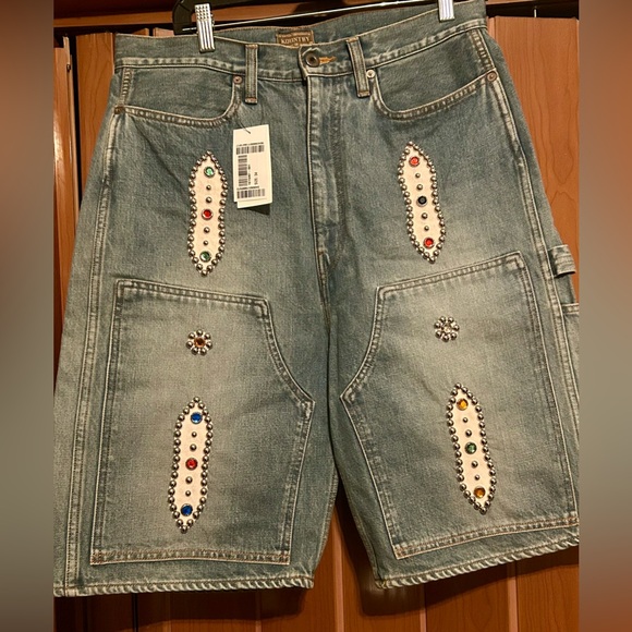 Kapital Other - Kapital 14 oz denim shorts WITH studs remake size 34 NWT